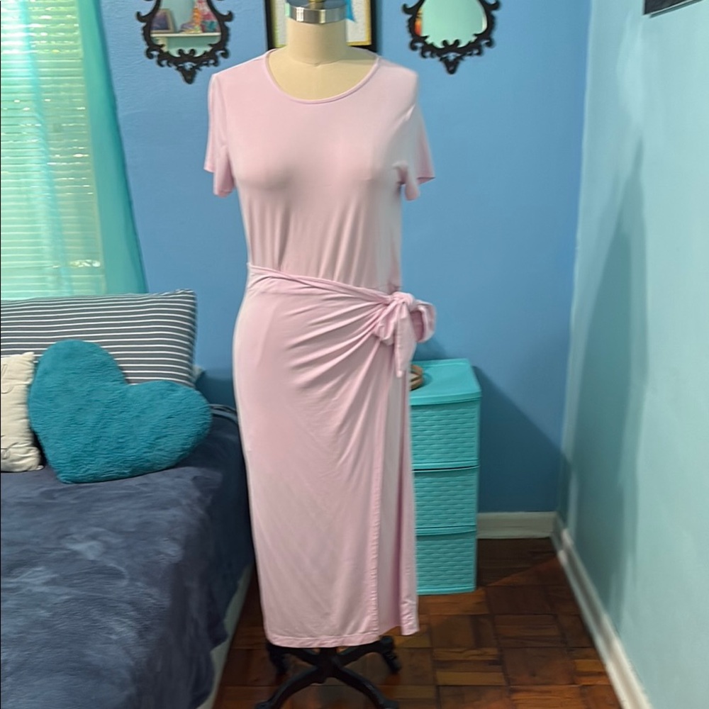 Short Sleeve Faux Wrap Dress